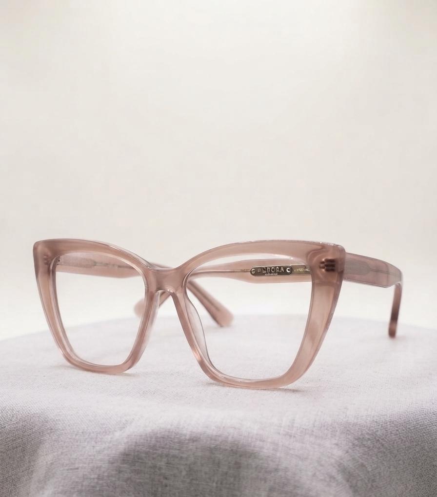 Lentes transparente ojos de gatos en color rosa