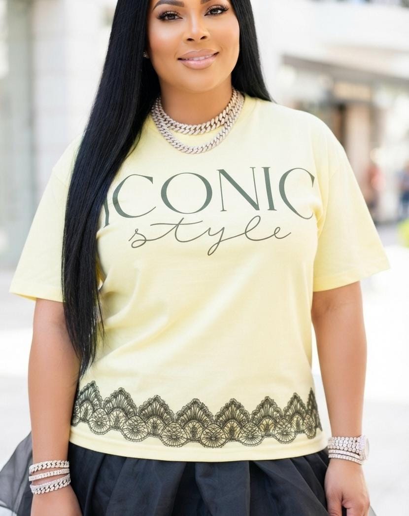 Camiseta  Amarillo Mantequilla Manga Corta Cuello Redondo