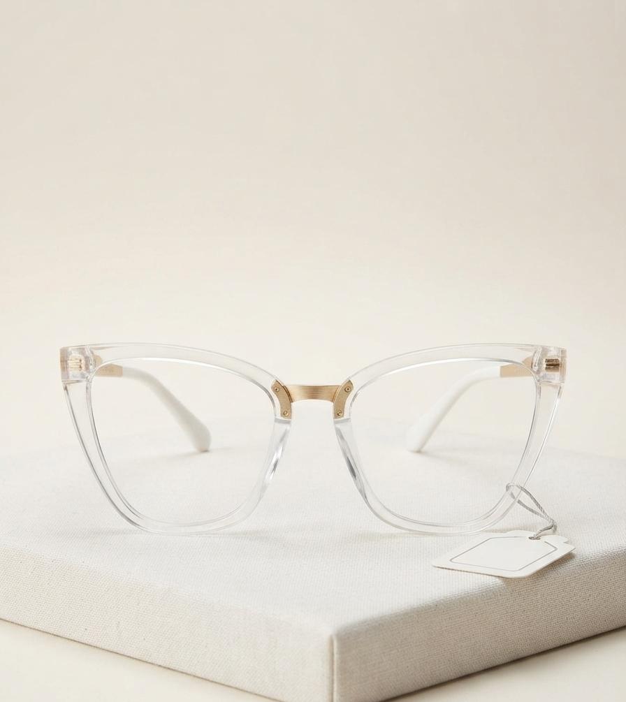 Lentes transparentes con diseños de ojos de gato con marco de pasta en animal print