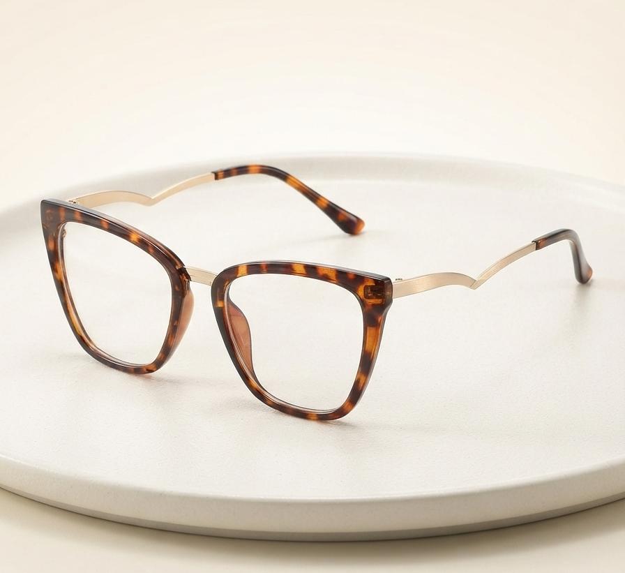 Lentes transparentes con diseños de ojos de gato con marco de pasta en animal print