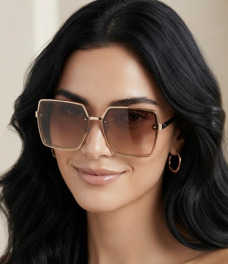 Lentes de sol cuadrados marrones